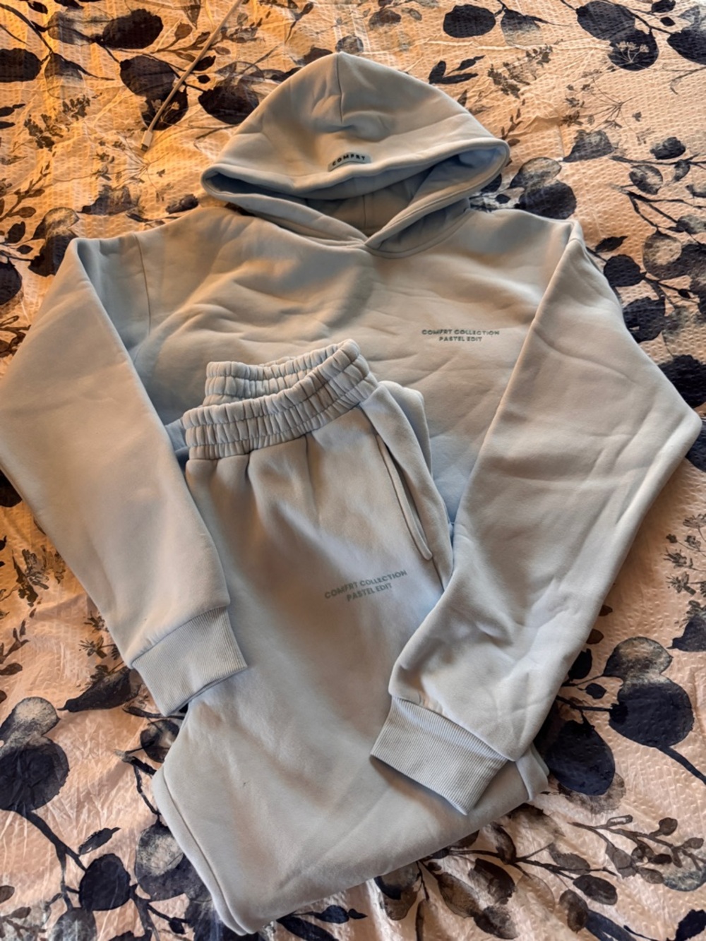 Comfrt Collection Pastel Edit Soft Blue Hoodie & Jogger Set